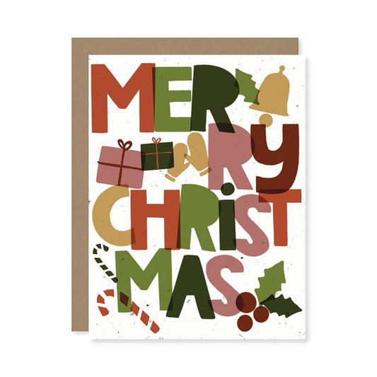 Merry Christmas Blocks Plantable Wildflower Seed Card