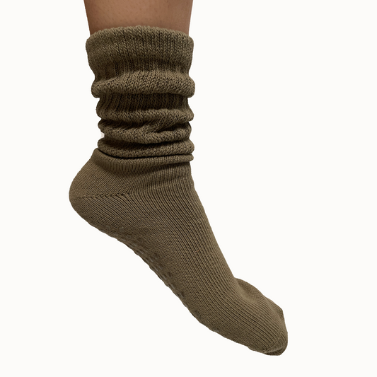 Slouchy grip socks - Olive green