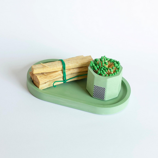 Matcha Pill Tray Set with Palo Santo